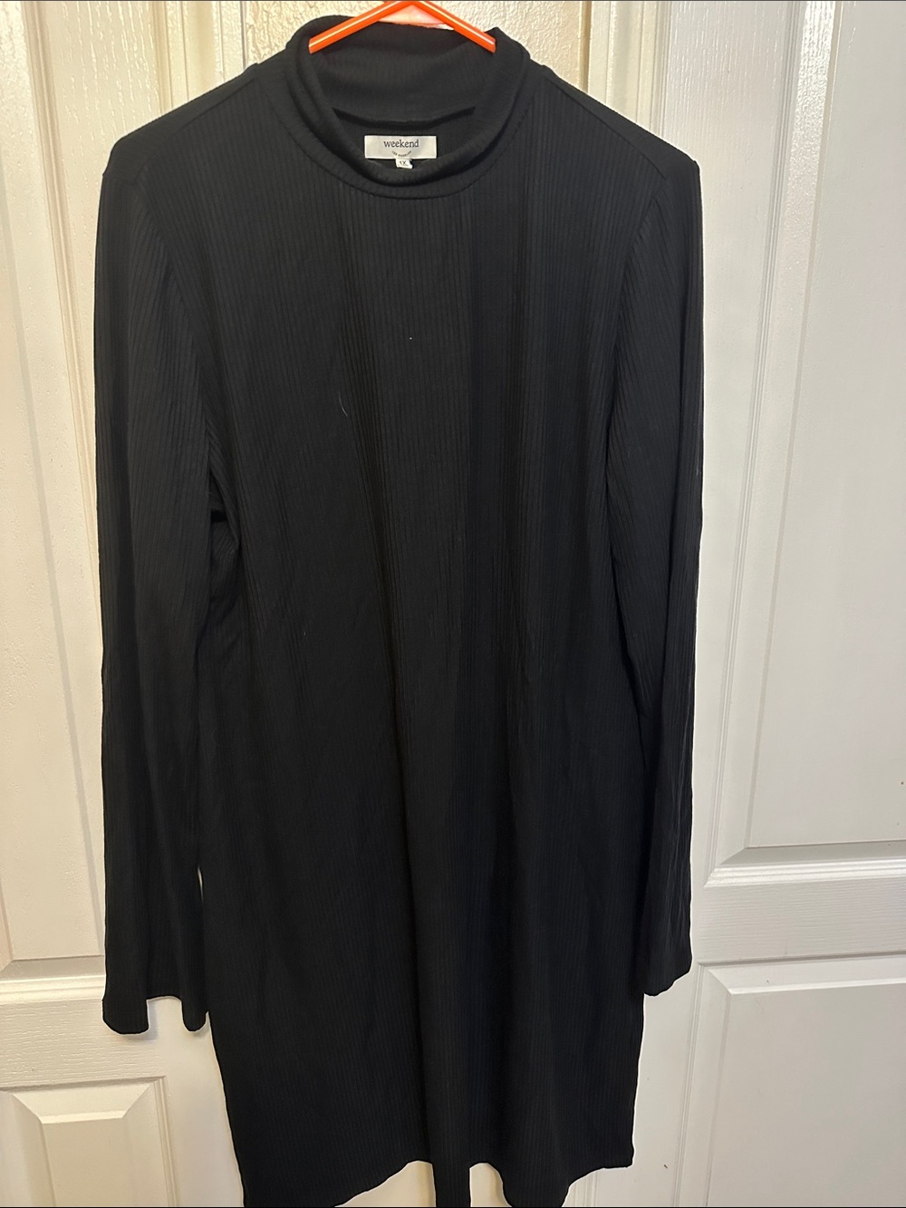 Weekend by Max Mara Black Ribbed Long-Sleeve Women's Dress Tee